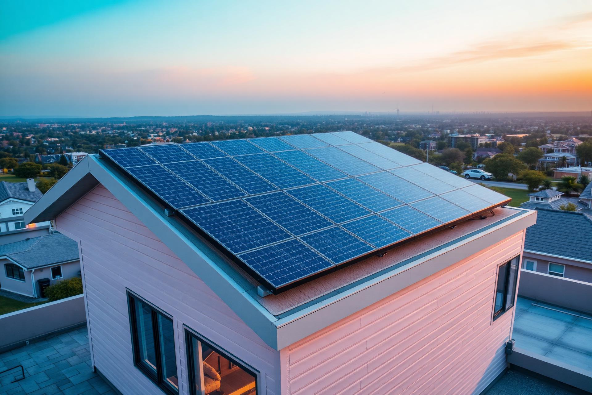 Instalação de energia solar vista de cima